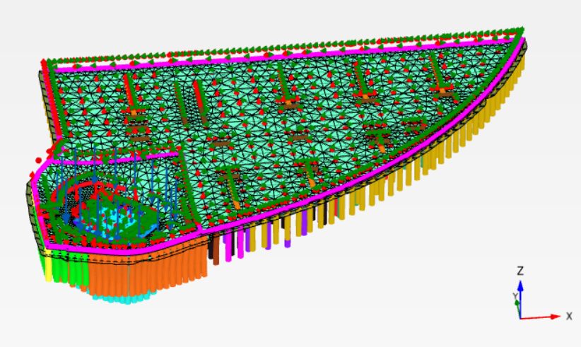 Piled foundation of a curved tower structure