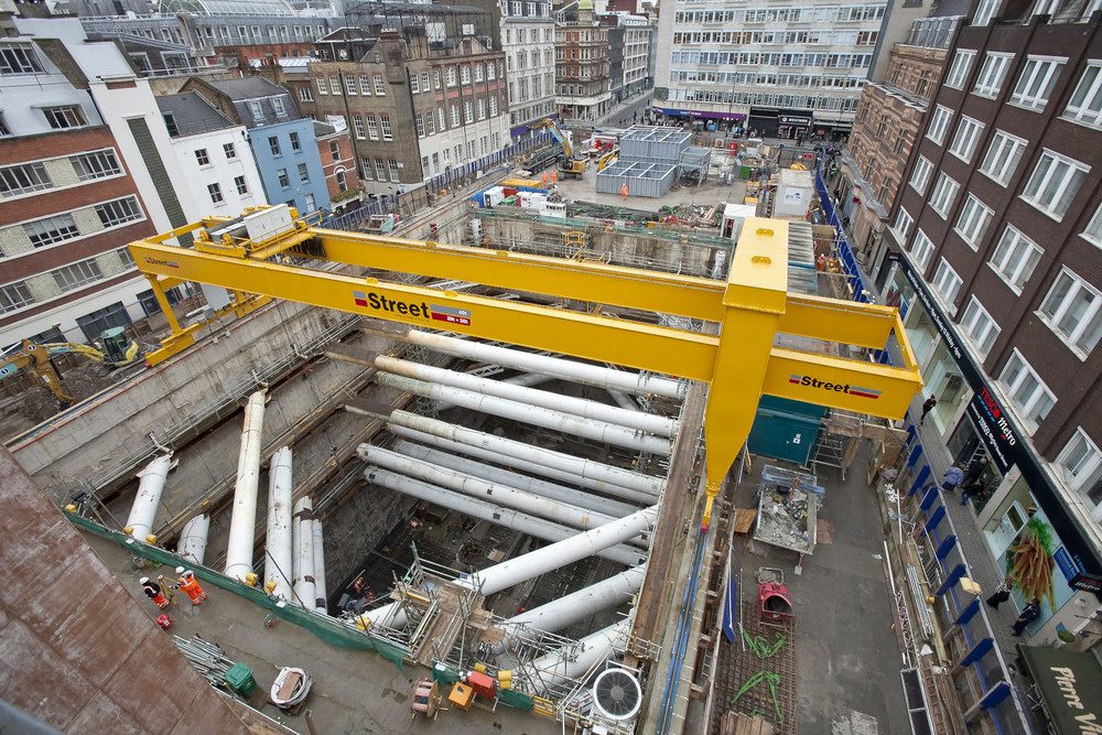 Tottenham Court Road deep excavation on site